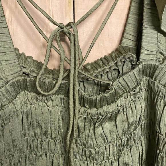 NWT Ted Baker London Alovia Smock Bodice Top Lace Up Back Size 4 Mid-Green - Picture 6 of 7